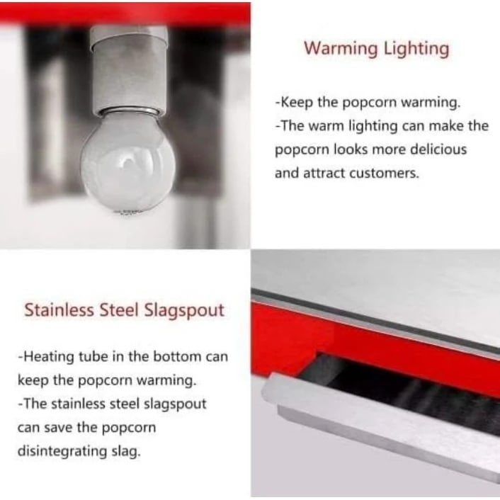 Electric Popcorn Machine with Toughened Glass - SS Body — view 7