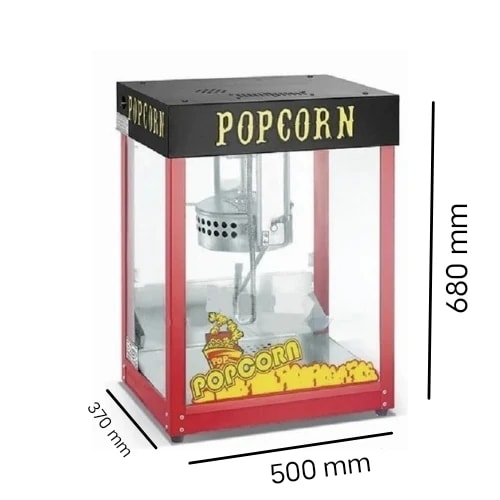 Gas Popcorn Machine with Toughened Glass - MS Red Body with Black Top — view 2