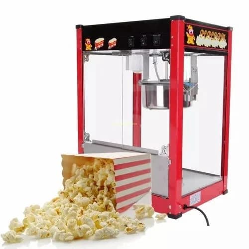 Gas Popcorn Machine with Toughened Glass - MS Red Body with Black Top — view 3