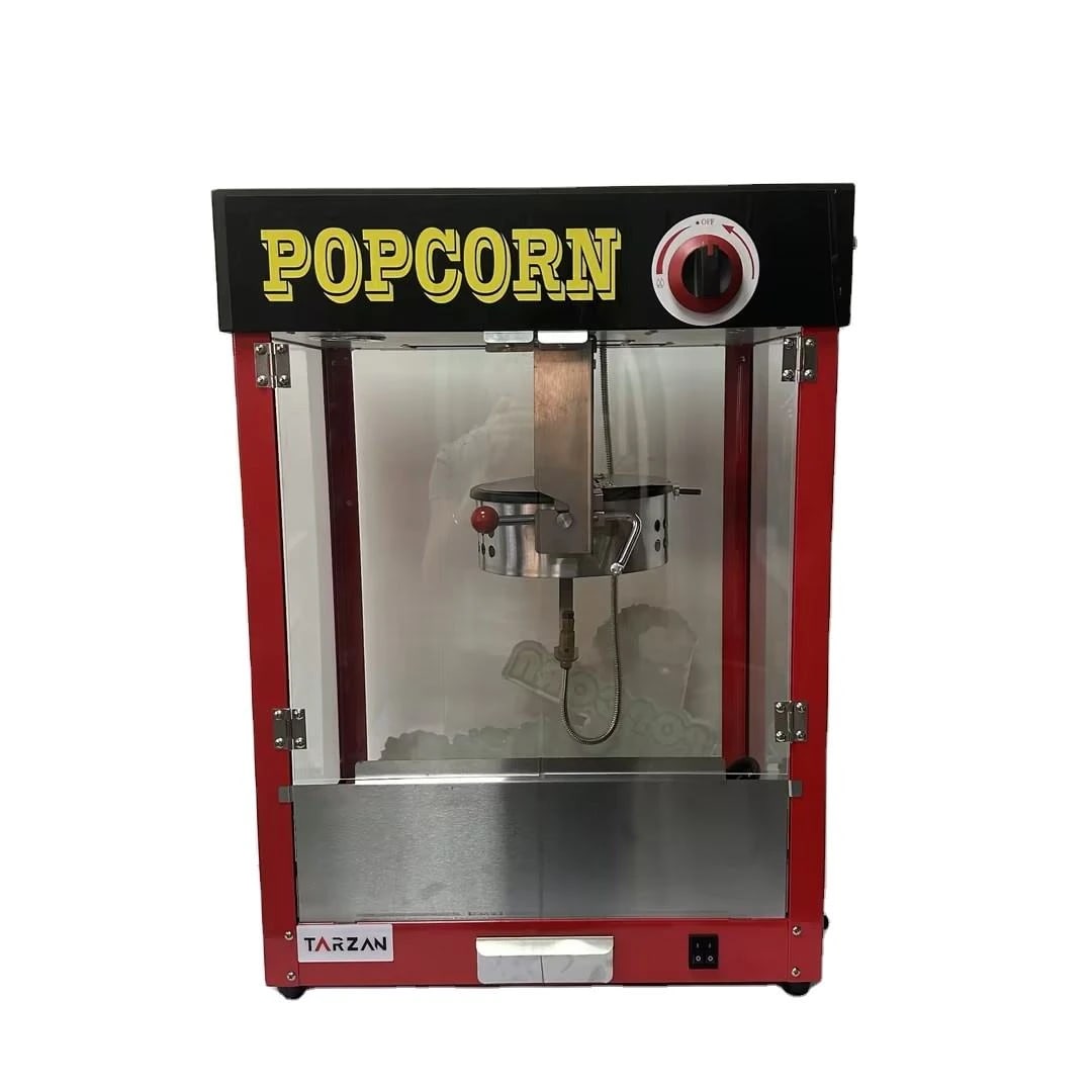 Gas Popcorn Machine with Toughened Glass - MS Red Body with Black Top — view 5
