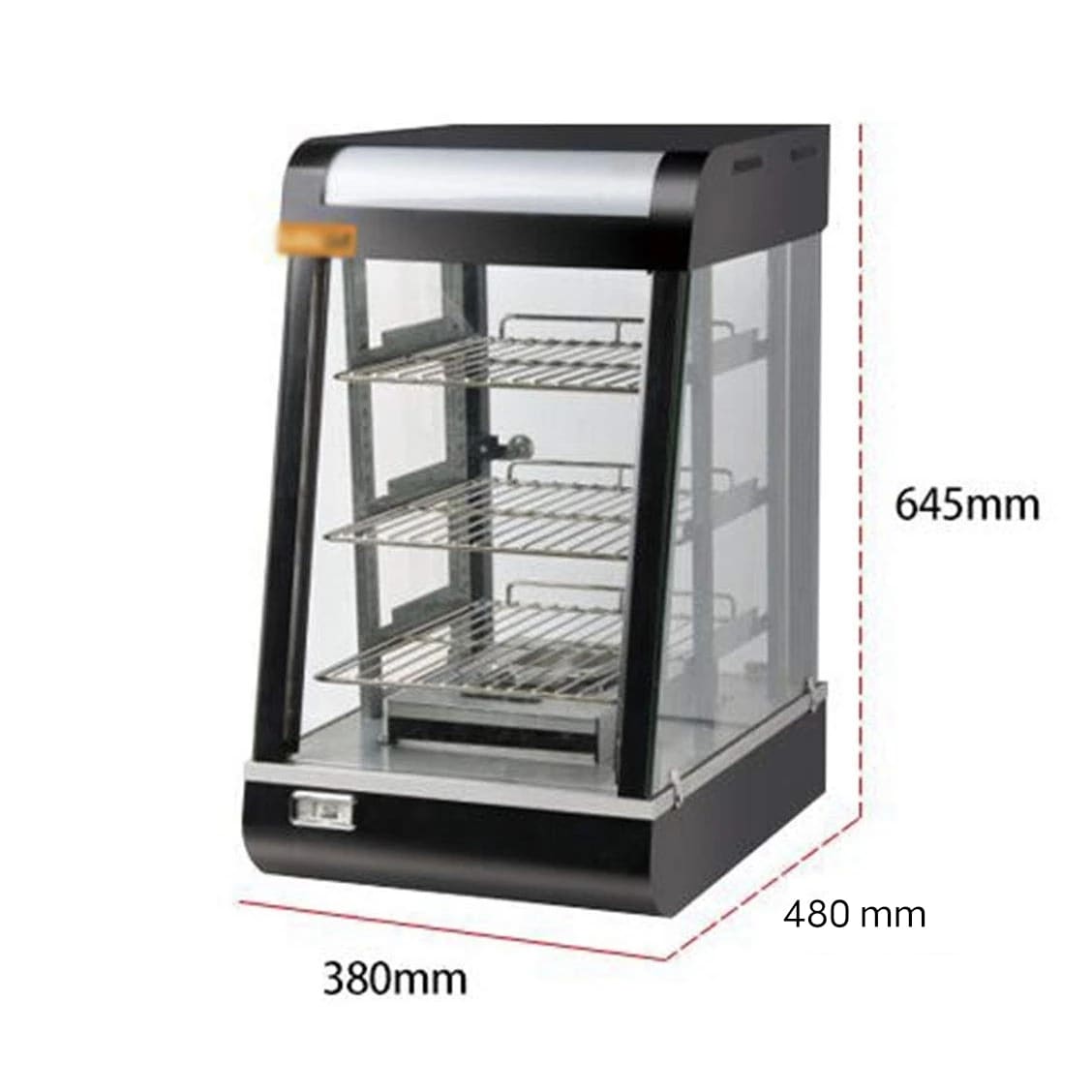 Electric Black Warming Display Showcase with Toughened Glass - 3 Layer Slanting Model - Small — view 2