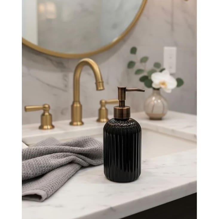 VAMA Glass Soap Dispenser - 370ml | Black — view 4
