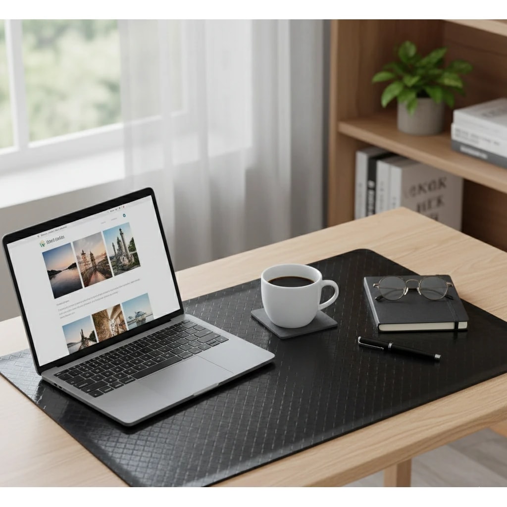 Premium Leather Type Table Mats with Grid Design — view 4