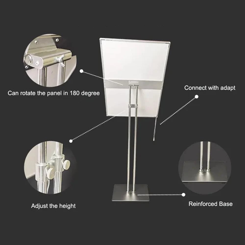 LED Display Standee - MS Black A2 Size with Adjustable Angle & Height | Vinyl Paper Insert Method | Display Area: 60x40cm — view 4