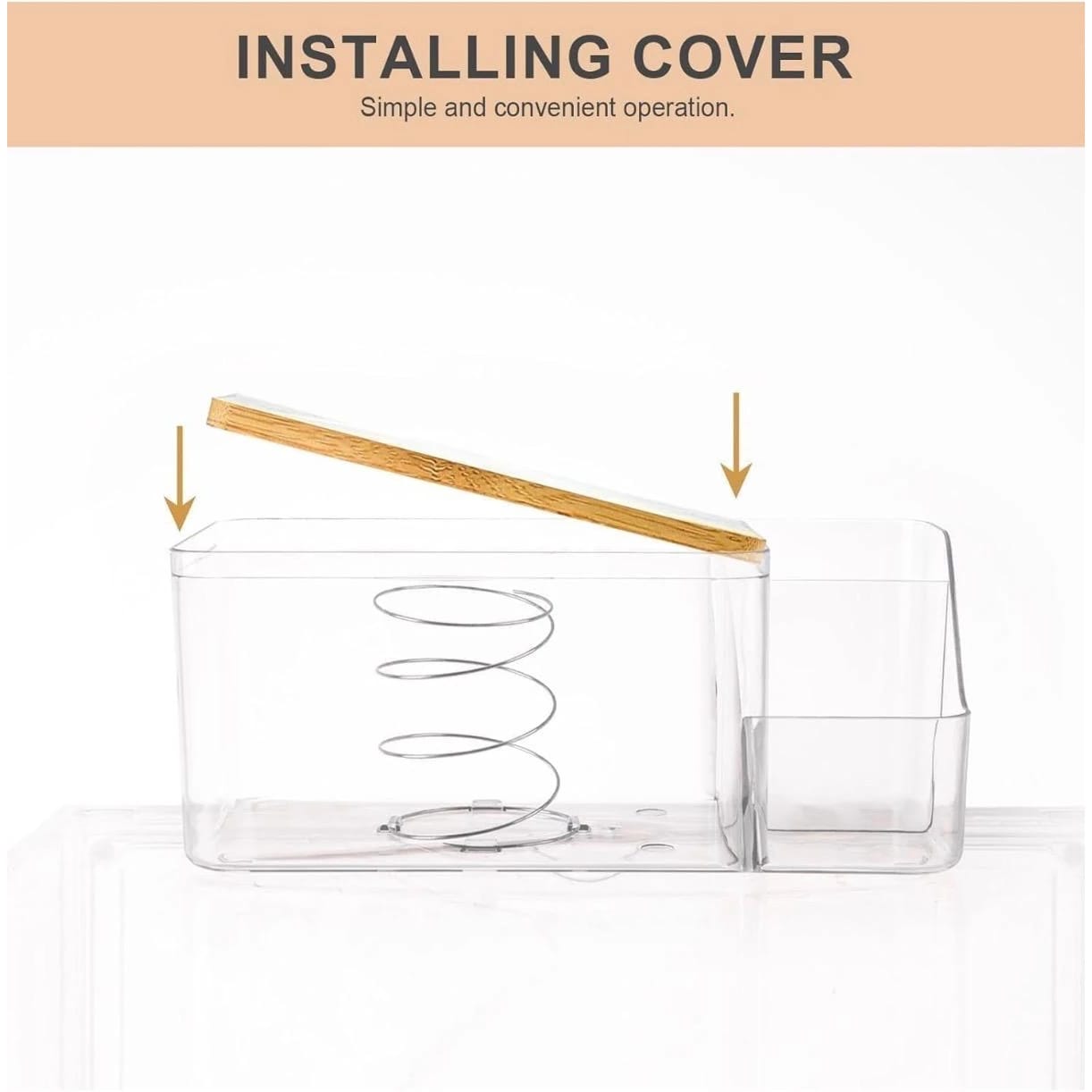 PC Tissue Holder with Inner Spring - Wooden Lid | Side Compartments — view 6