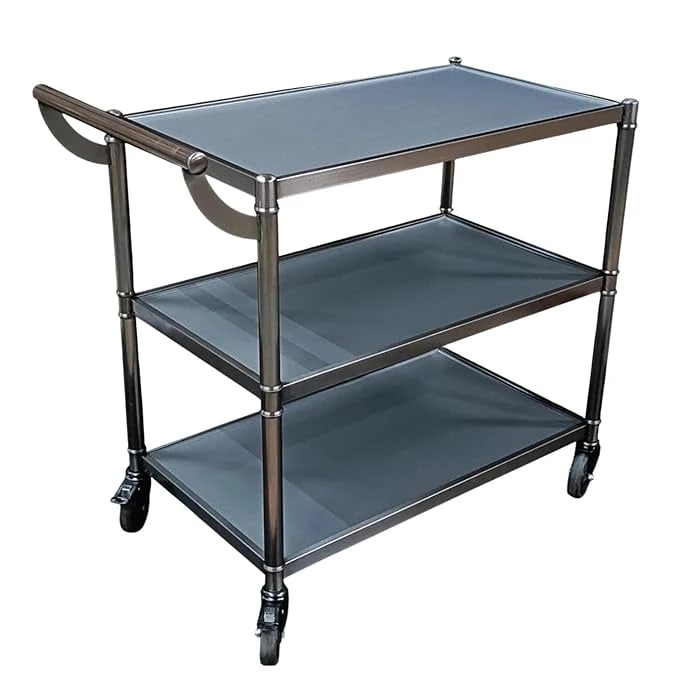 Ultra Heavy 3 Layers Rectangle Service Trolley with MS Handle - Black + Grey — view 4