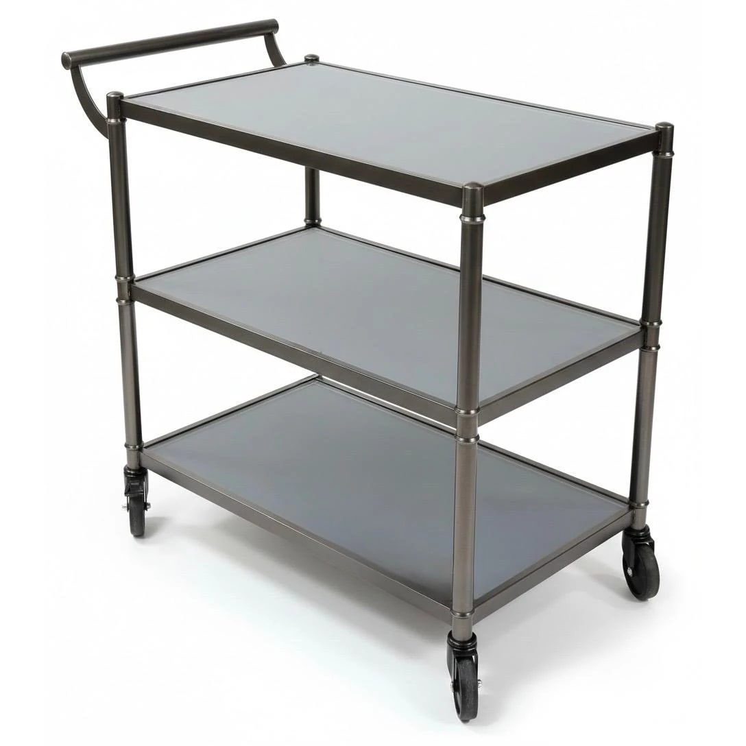 Ultra Heavy 3 Layers Rectangle Service Trolley with MS Handle - Black + Grey — view 5
