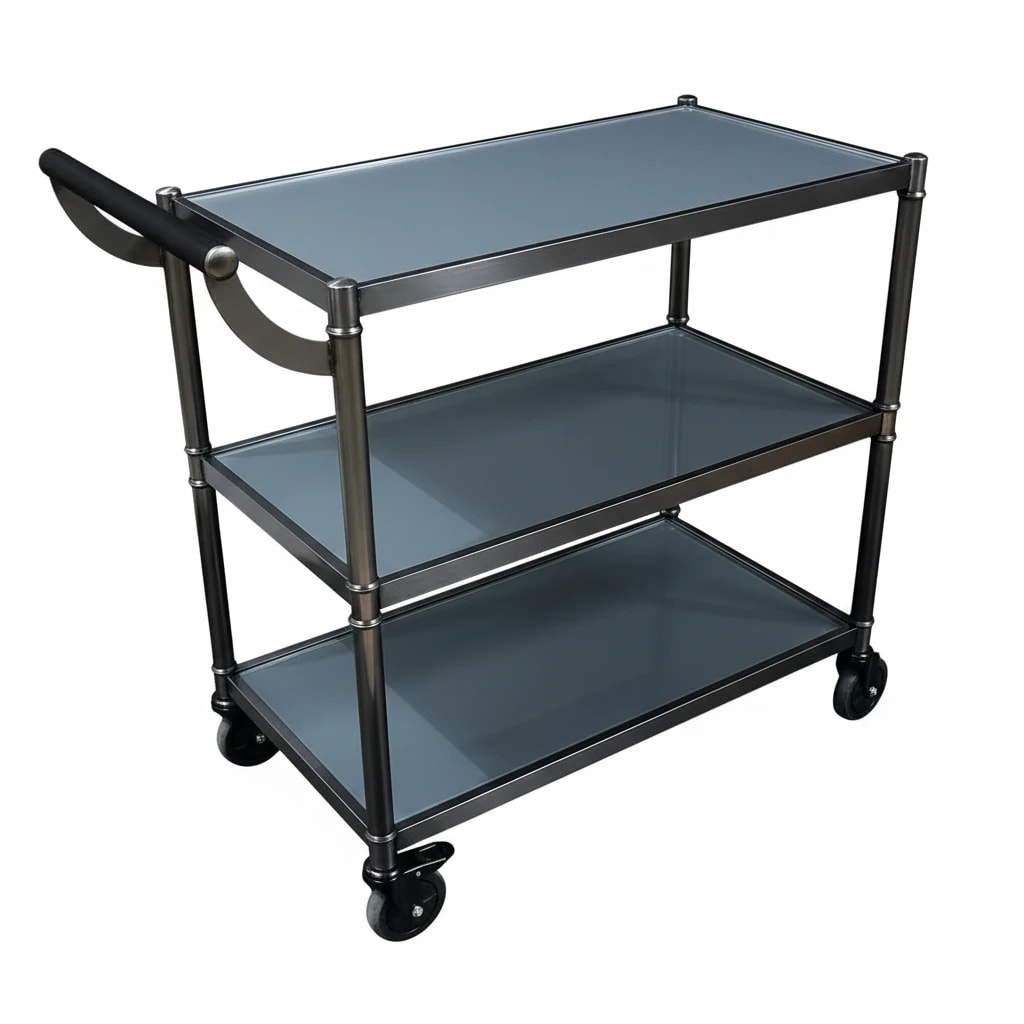 Ultra Heavy 3 Layers Rectangle Service Trolley with MS Handle - Black + Grey — view 6