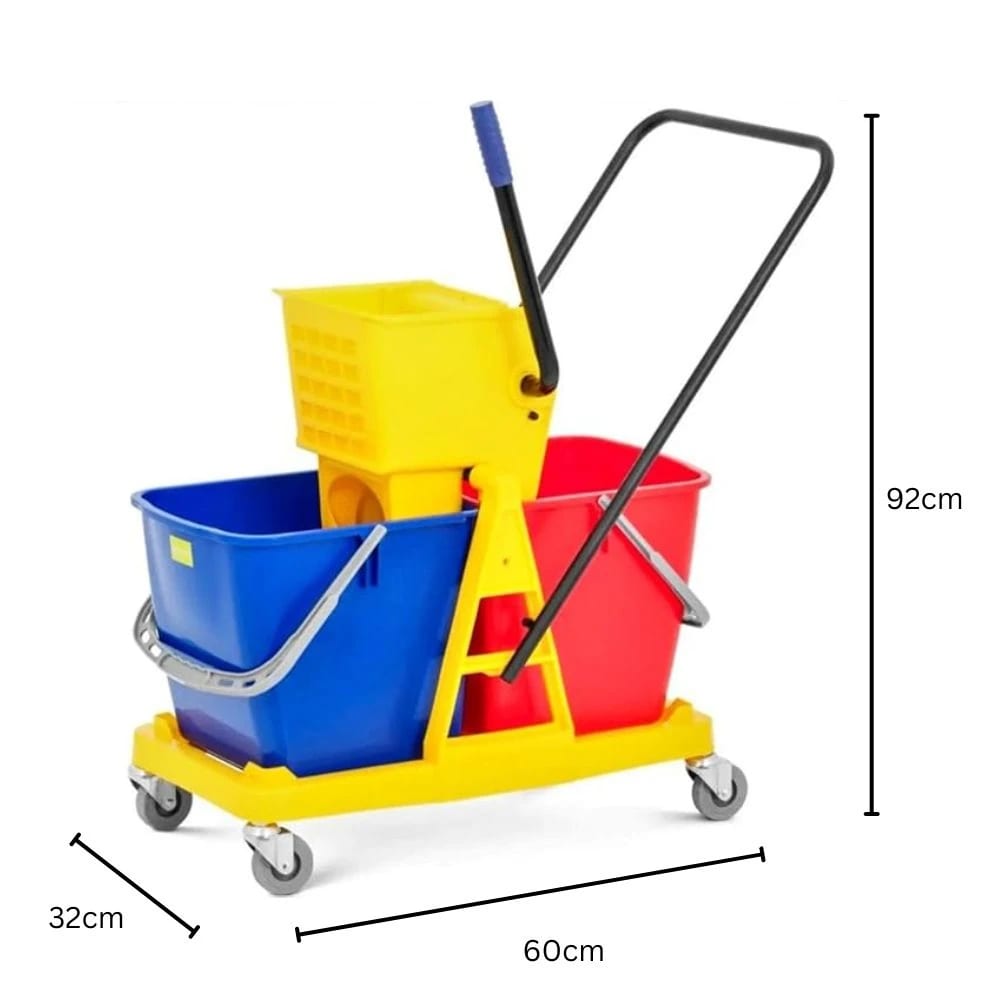 MS Handle Double Bucket Mop Wringer Trolley - 17L + 17L | Virgin Plastic Body — view 2