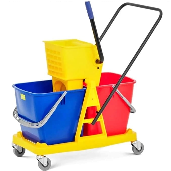 MS Handle Double Bucket Mop Wringer Trolley - 17L + 17L | Virgin Plastic Body — view 8