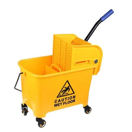 MS Handle Single Bucket Mop Wringer Trolley - 20L | Virgin Plastic Body