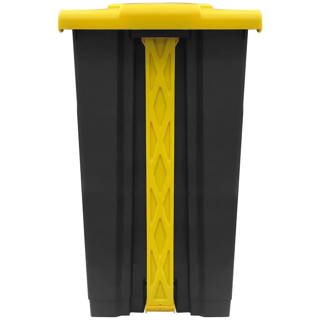 Plastic Dustbin with Pedal - Grey Body + Yellow Lid — view 8