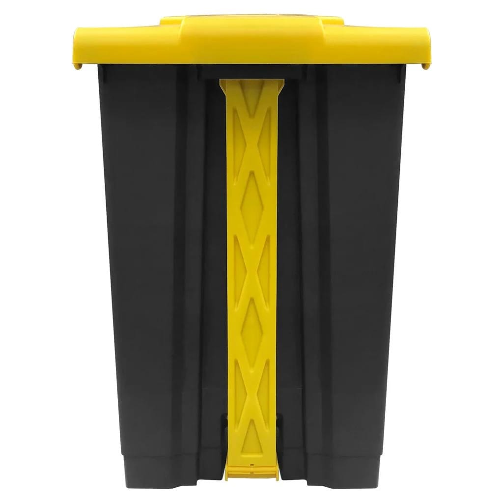 Plastic Dustbin with Pedal - Grey Body + Yellow Lid — view 7