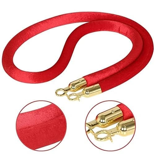 Black + Golden Queue Manager with Top Ball & Red Velvet Rope - (Loose: 2 Poles + 1 Rope ; 1 Carton: 20 Poles + 10 Ropes) | Single pc Box Packing for Poles — view 5