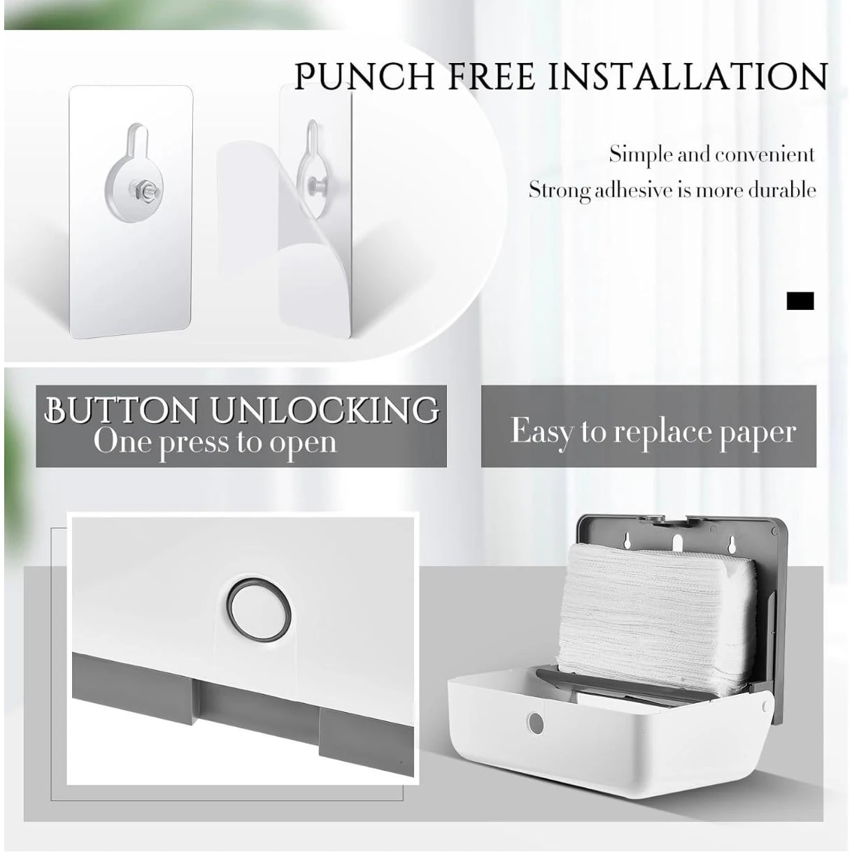 Plastic Heavy Wall Mountable Rectangle Tissue Holder — view 4