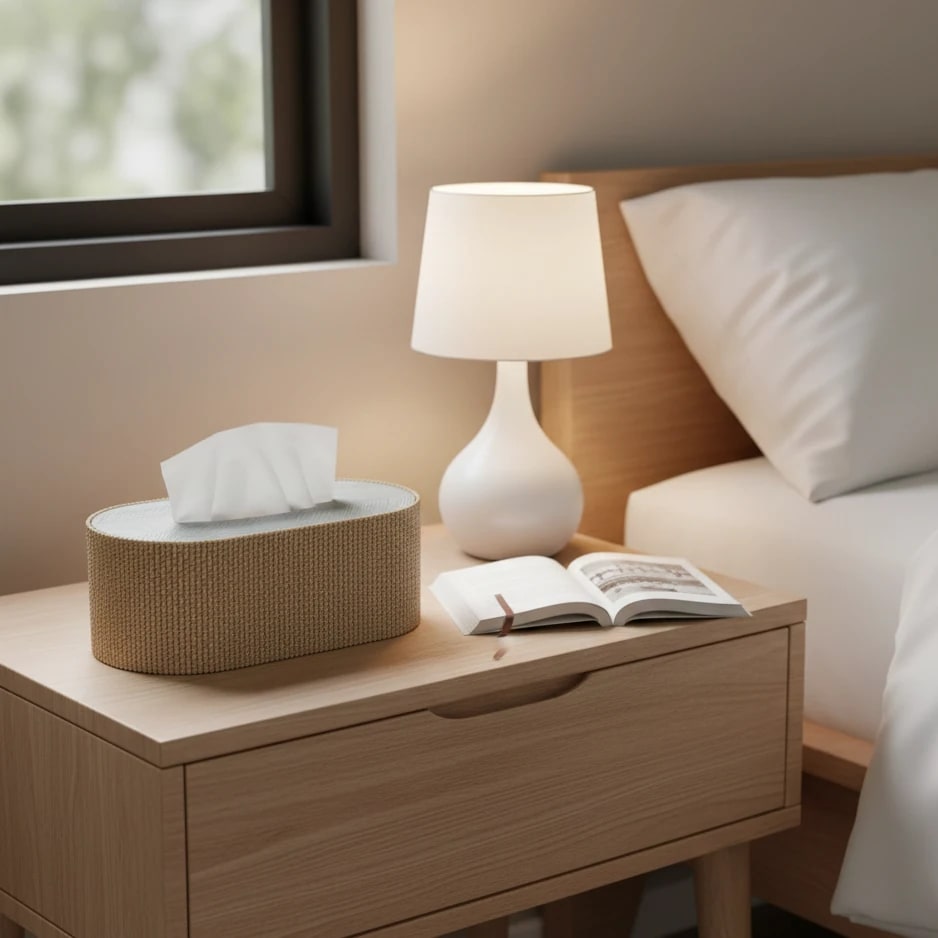 Wooden + Jute Finish Tissue Holder — view 3