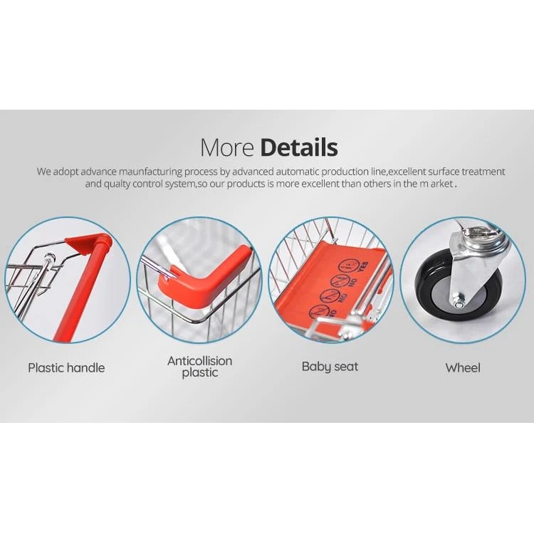Extra Coated Aluminium Super Market Shopping Cart Trolley — view 4