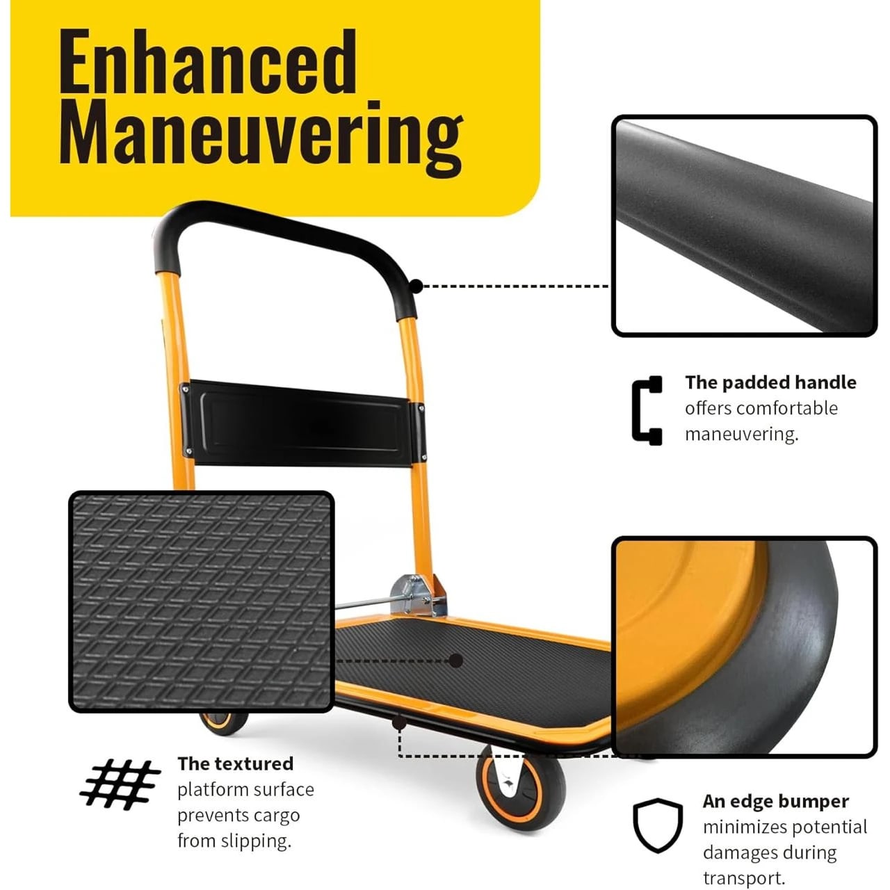 Premium Metal Foldable Yellow Cart Trolley — view 4