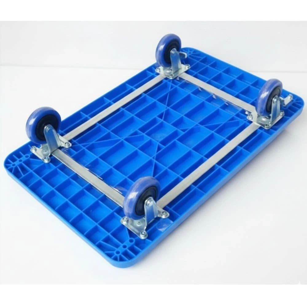 Premium ABS Fibre Based Foldable Rectangle Blue Cart Trolley — view 4