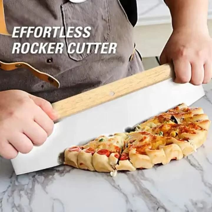 Wooden Handle U Shaped SS Pizza Cutter — view 3