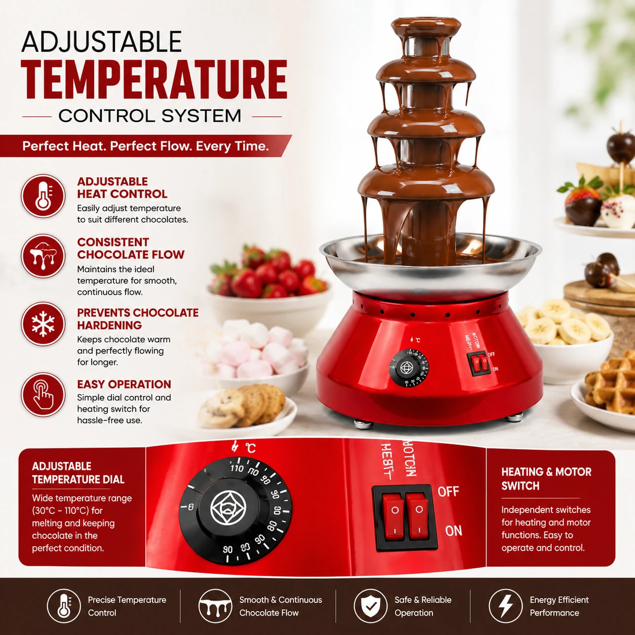 Electric HEAVY SS Choco Fountain - 5 Layers 70cm — view 3