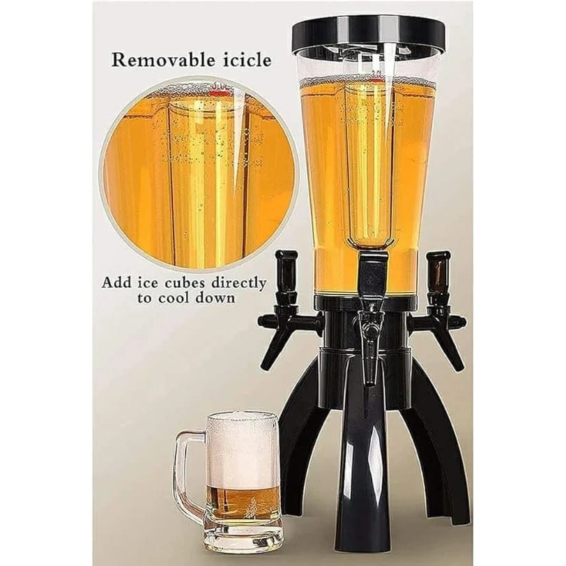 Beer Tower with 3 Taps & Ice Tube - 3L | Black — view 6