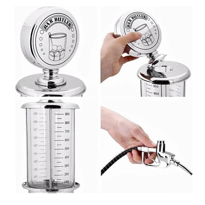 Plastic Bar Butler Liquor Pump Dispenser - 1L | Silver — view 7