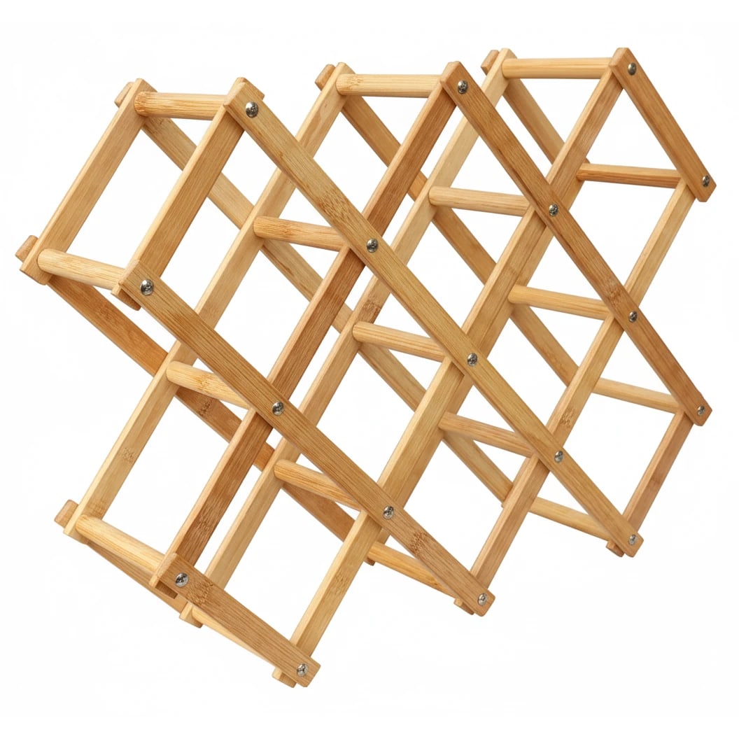 Wooden Foldable Bamboo Wine Holder — view 6