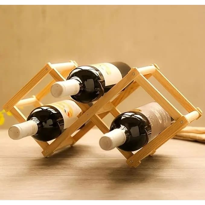 Wooden Foldable Bamboo Wine Holder — view 4