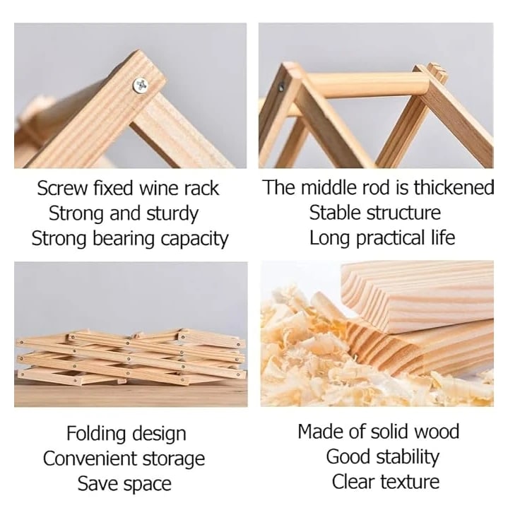 Wooden Foldable Bamboo Wine Holder — view 5