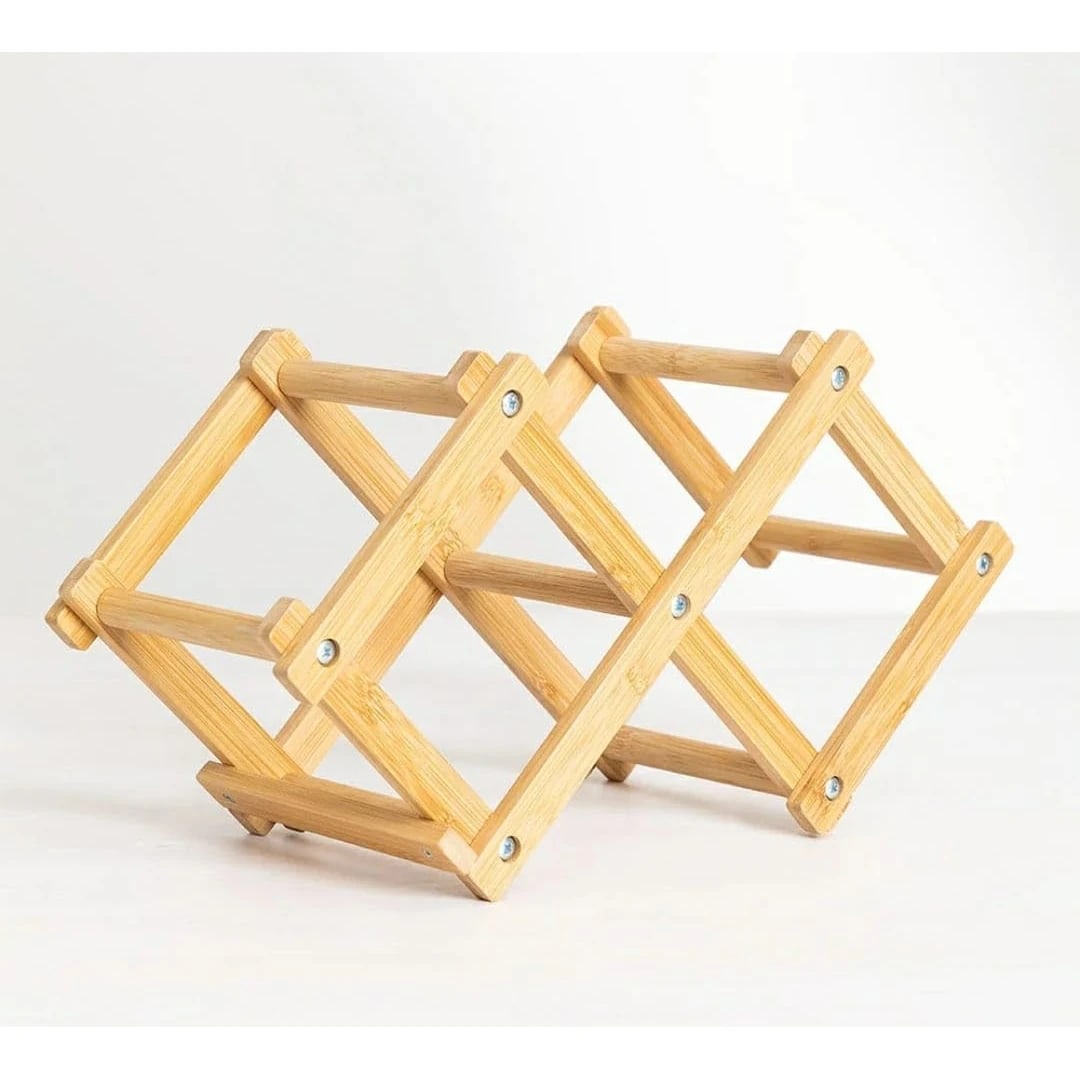 Wooden Foldable Bamboo Wine Holder — view 7