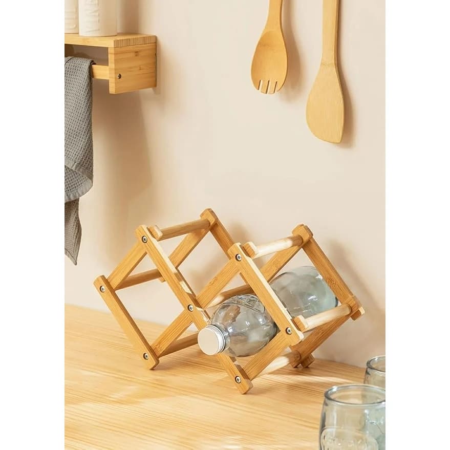 Wooden Foldable Bamboo Wine Holder — view 8