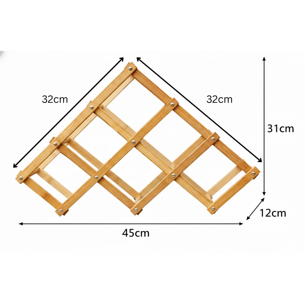 Wooden Foldable Bamboo Wine Holder — view 2