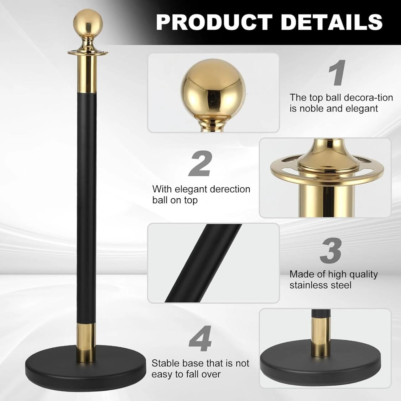 Spare for Queue Manager - Black + Golden Pole with Top Ball | Single pc Box Packing — view 4