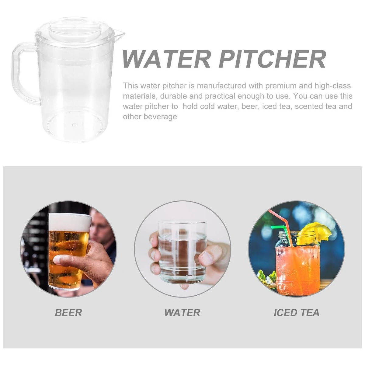 PC Water Jug with Lid - 1800ml | Single pc Box Packing — view 3