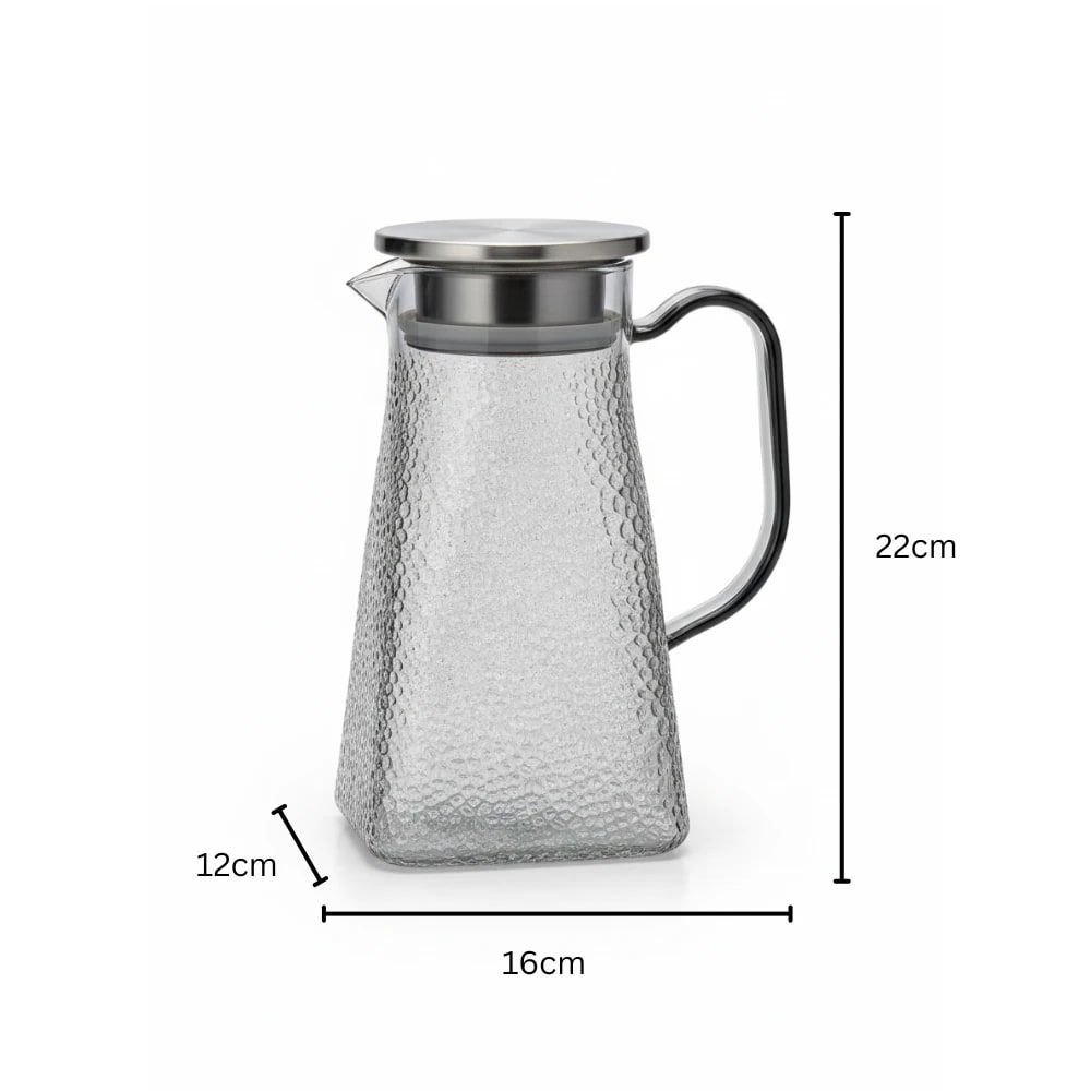 VAMA Square PC Jug with SS Lid - 1500ml | Dual Pour Design (Wide Flow & Strainer) | Single pc Box Packing — view 2