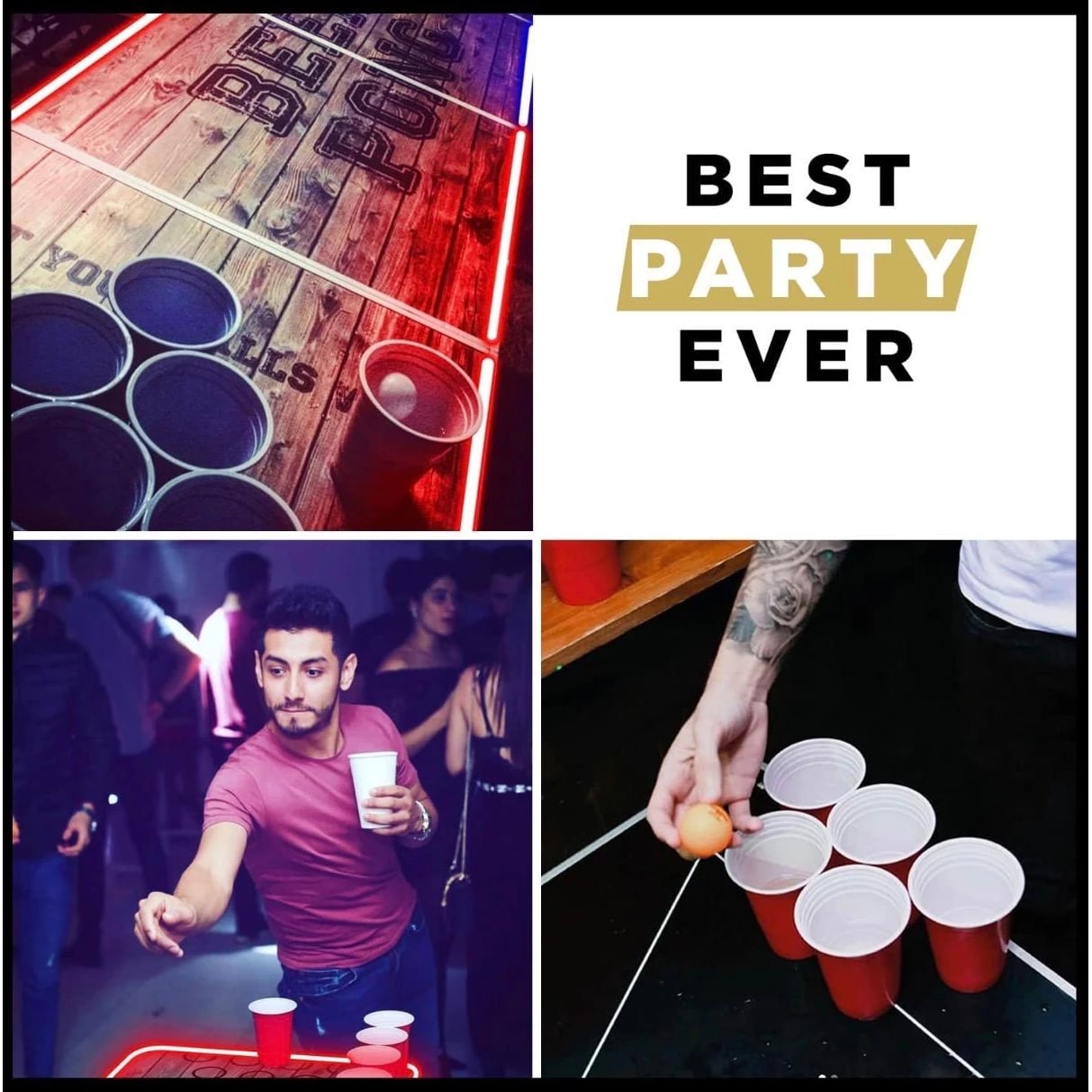 Beer Pong Table with LED Lights - Foldable | Portable | Adjustable Height — view 3