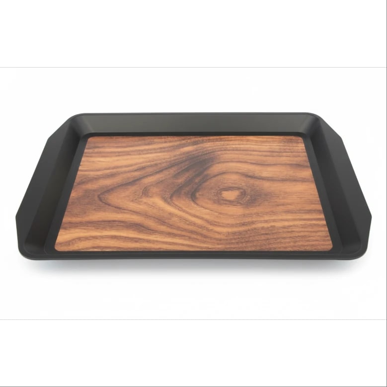 Anti Skid Tray - Heavy | Rectangle | Wooden Finish with Side Ears