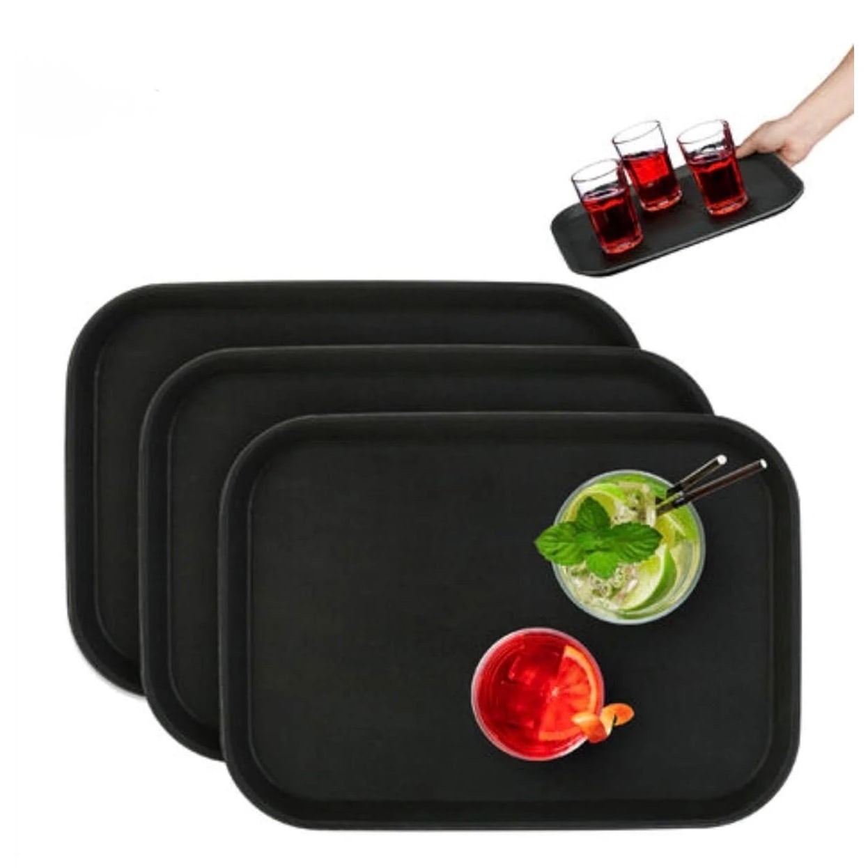 Anti Skid Tray - Regular | Rectangle | Black | 14 x 18" — view 5