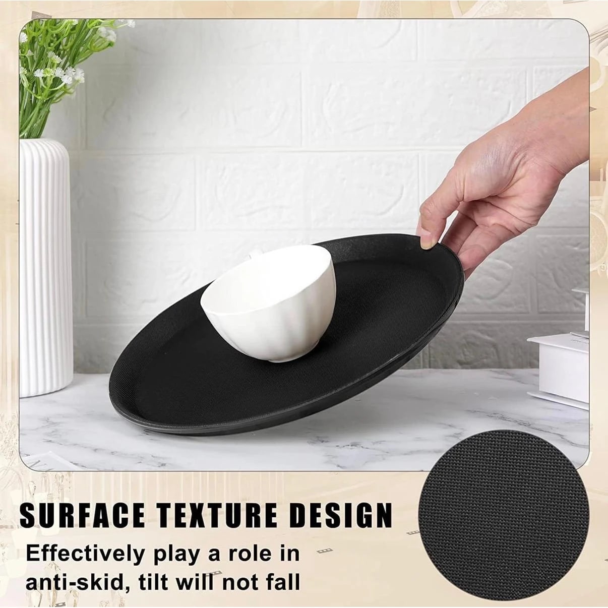 Anti Skid Tray - Regular | Round| Black | 16" — view 7