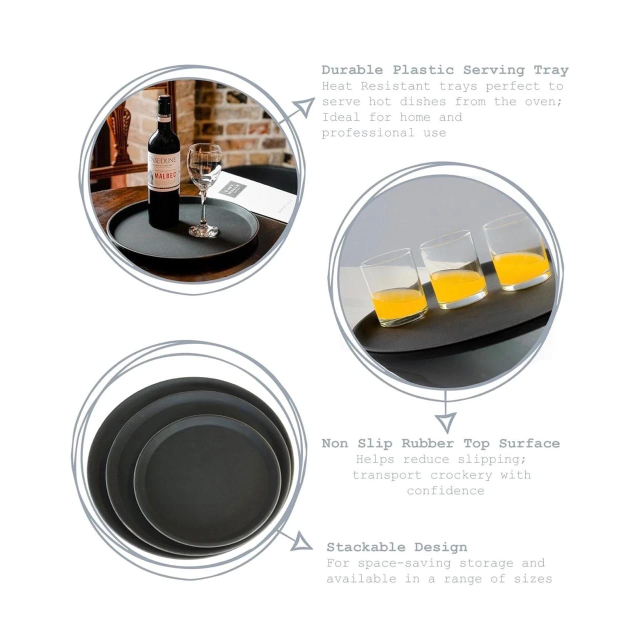 Anti Skid Tray - Regular | Round| Black | 16" — view 9