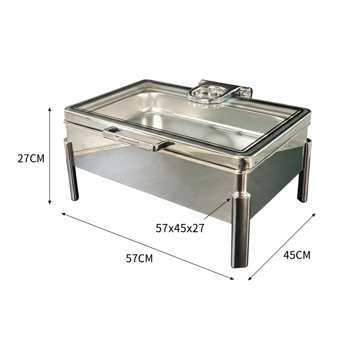 Chafing Dish Rectangle 9L with Gel Based Heating + Transparent Lid + Hydraulic Soft Close (GN Pan of 65mm) — view 2