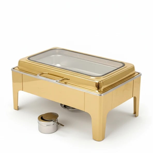 Chafing Dish Rectangle 9L with Gel Based Heating + Transparent Lid + Hydraulic Soft Close (GN Pan of 65mm) — view 6