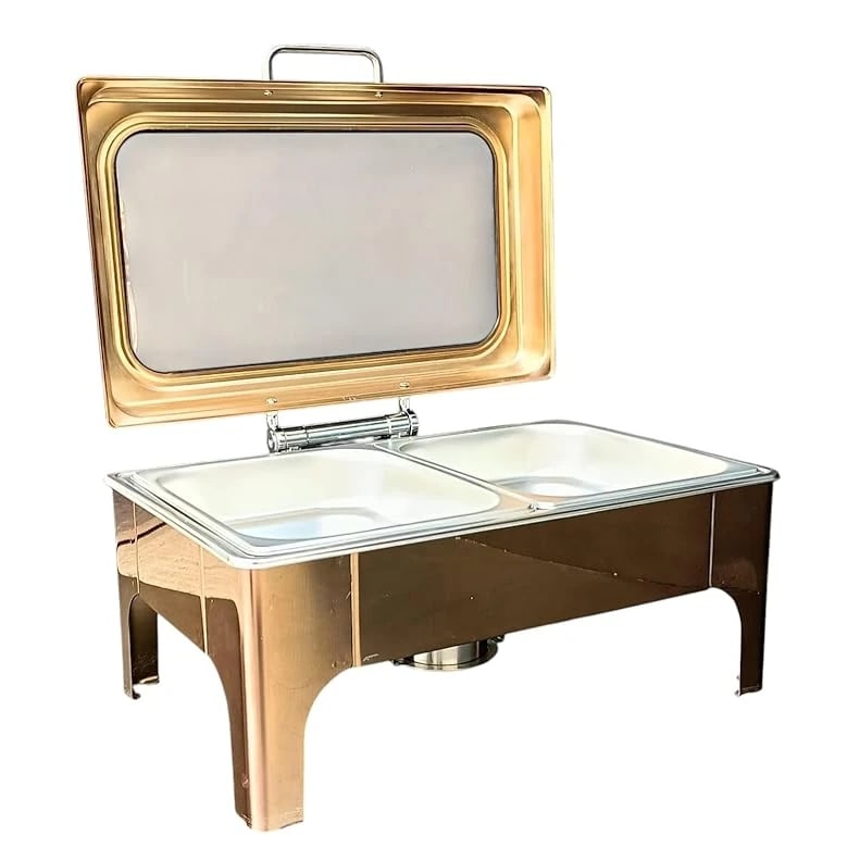 Chafing Dish Rectangle 9L with Gel Based Heating + Transparent Lid + Hydraulic Soft Close (GN Pan of 65mm) — view 6