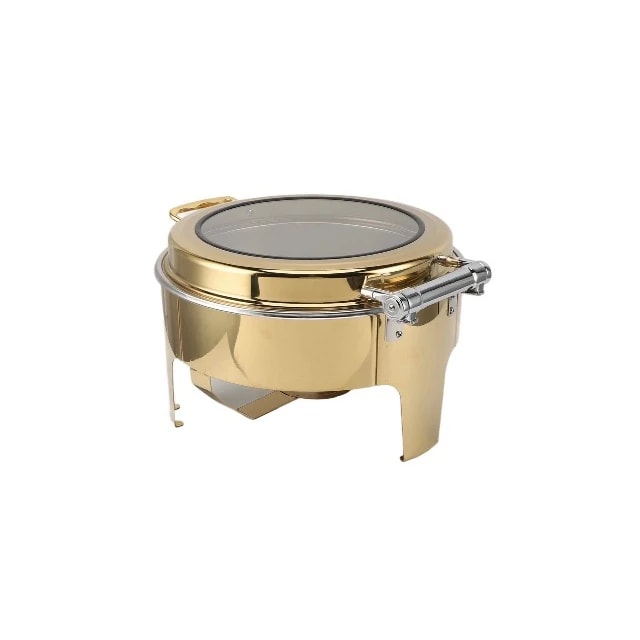 Chafing Dish Round 6L with Gel Based Heating + Transparent Lid + Hydraulic Soft Close (1 GN Pan of 65mm) — view 4