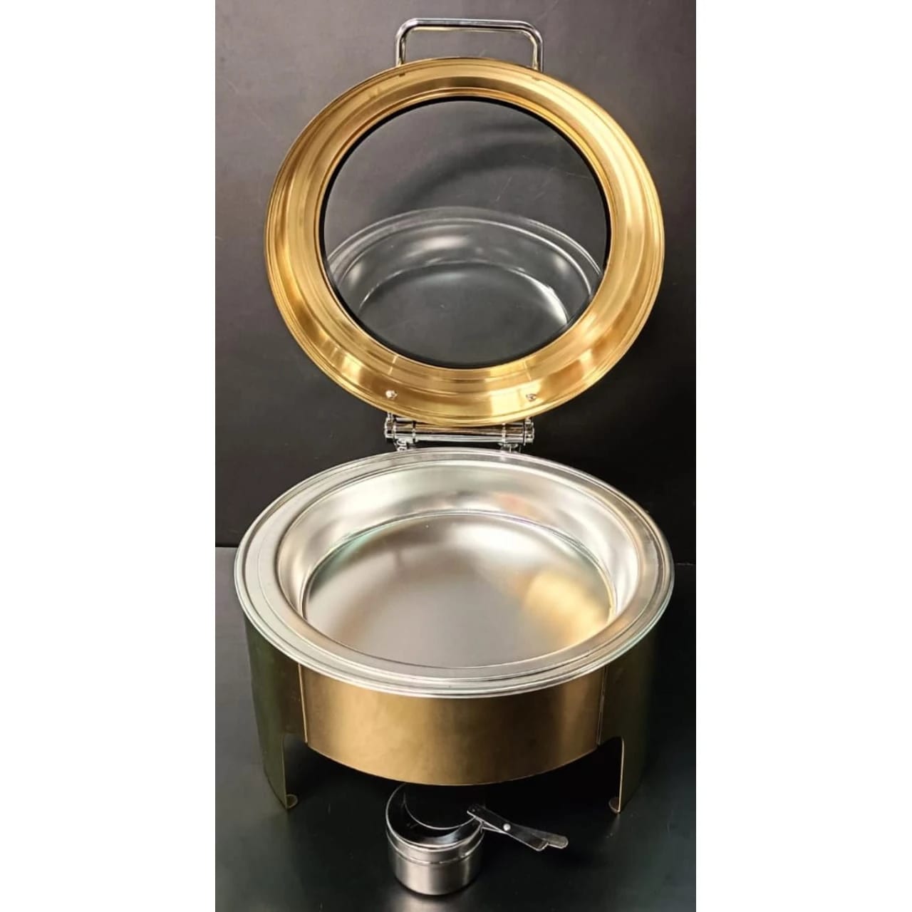 Chafing Dish Round 6L with Gel Based Heating + Transparent Lid + Hydraulic Soft Close (1 GN Pan of 65mm) — view 5