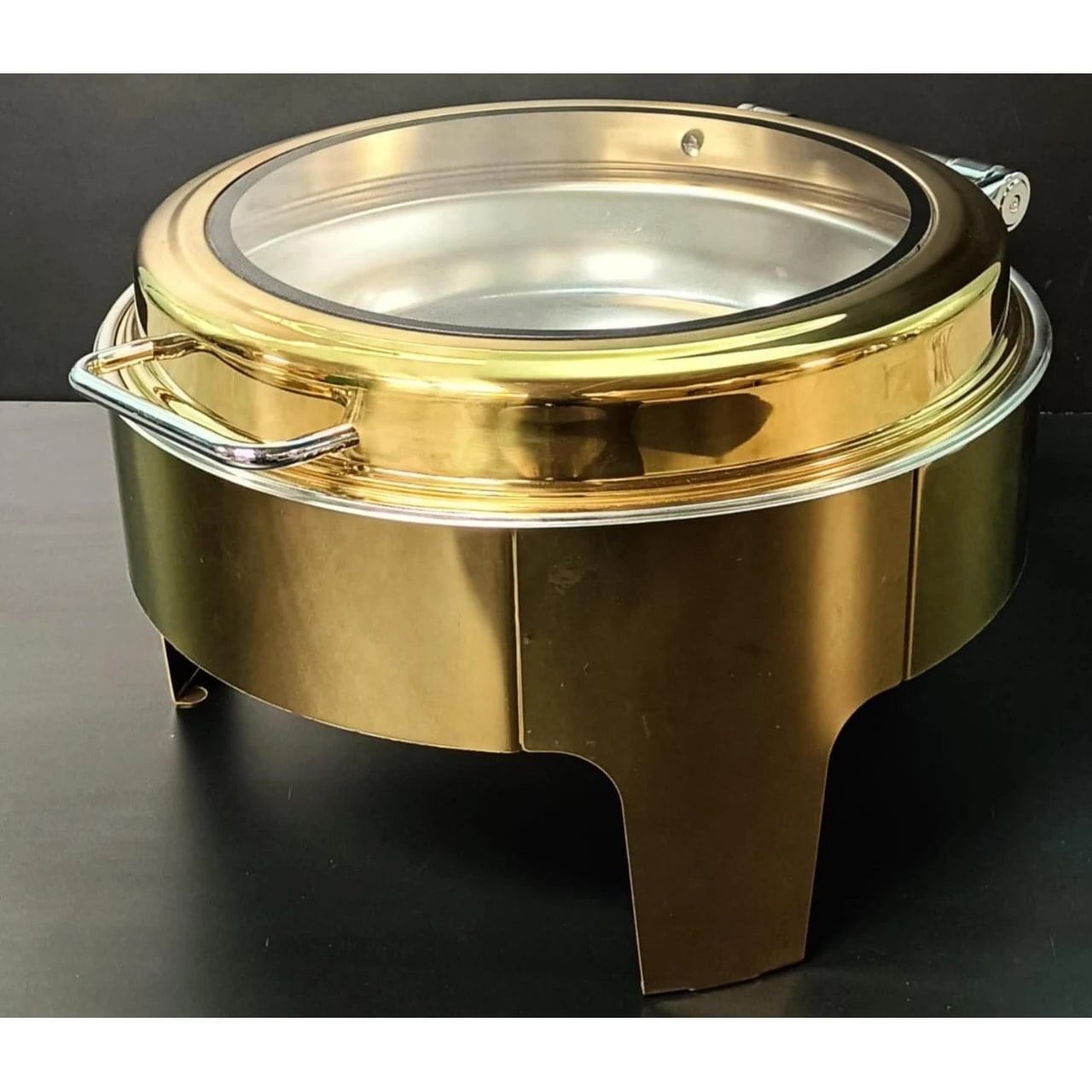 Chafing Dish Round 6L with Gel Based Heating + Transparent Lid + Hydraulic Soft Close (1 GN Pan of 65mm) — view 6