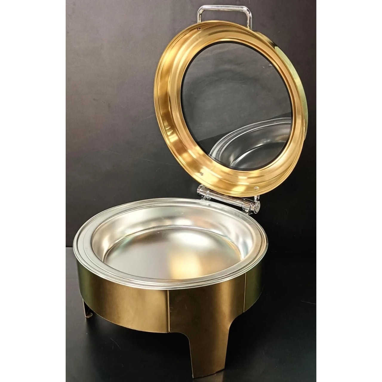 Chafing Dish Round 6L with Gel Based Heating + Transparent Lid + Hydraulic Soft Close (1 GN Pan of 65mm) — view 7