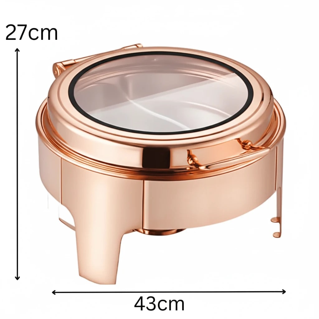 Chafing Dish Round 6L with Gel Based Heating + Transparent Lid + Hydraulic Soft Close (1 GN Pan of 65mm) — view 2