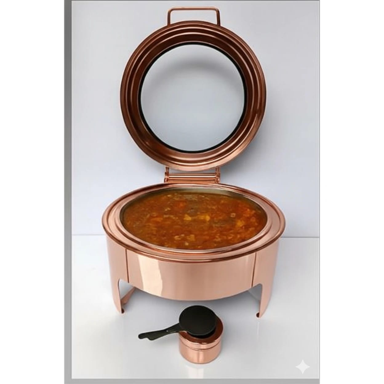 Chafing Dish Round 6L with Gel Based Heating + Transparent Lid + Hydraulic Soft Close (1 GN Pan of 65mm) — view 3